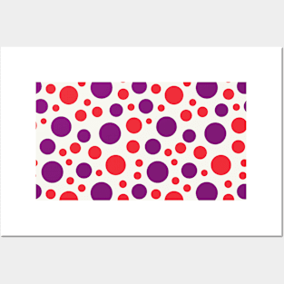 Red and purple dots over beige background Posters and Art